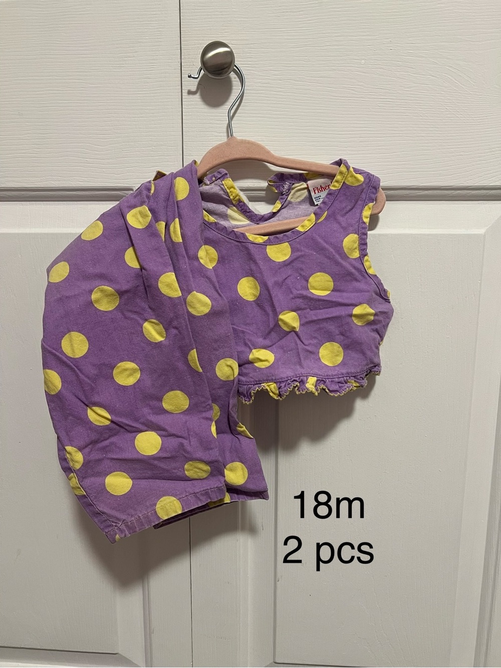 Vintage Fisher Price Purple Polka Dot Two-Piece Outfit